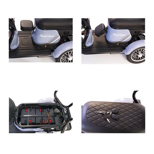 Triciclu Electric Rotakt Senior Motor 1000W Viteză 25 km/h Autonomie 62 km Baterie plumb-acid 60V 20Ah Greutate maximă 187 kg, Fără permis 049487 foto