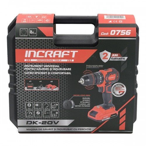 Mașină de &icirc;nșurubat cu percuție cu acumulator INCRAFT DK-20V DK-20V foto