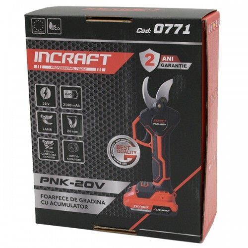 Foarfecă de grădină cu acumulator 20V INCRAFT PNK-20V PNK-20V foto