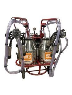 Aparat de muls vaci, 2 posturi, 2 bidoane 30l inox, pahare inox, 250l/min, 0,55kW și motor termic 8680640119434 foto