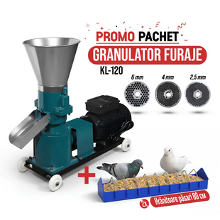 Granulator Furaje KL-120 cu 3 matrite +CADOU: 2x Hranitoare pasari 80cm KL-120-3 foto