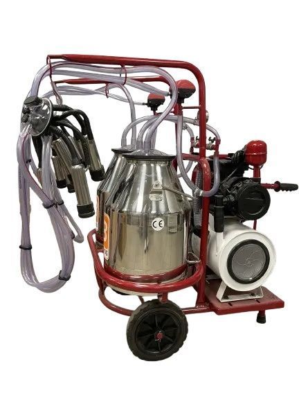 Aparat de muls vaci, 2 posturi, 2 bidoane 30l inox, pahare inox, 250l/min, 0,55kW și motor termic 8680640119434 foto